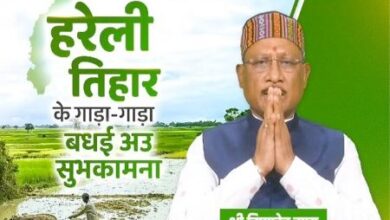 मुख्यमंत्री विष्णु देव साय ने प्रदेशवासियों को हरेली पर्व की दी शुभकामनाएँ…. मुख्यमंत्री विष्णु देव साय ने प्रदेशवासियों को हरेली पर्व की दी शुभकामनाएँ….